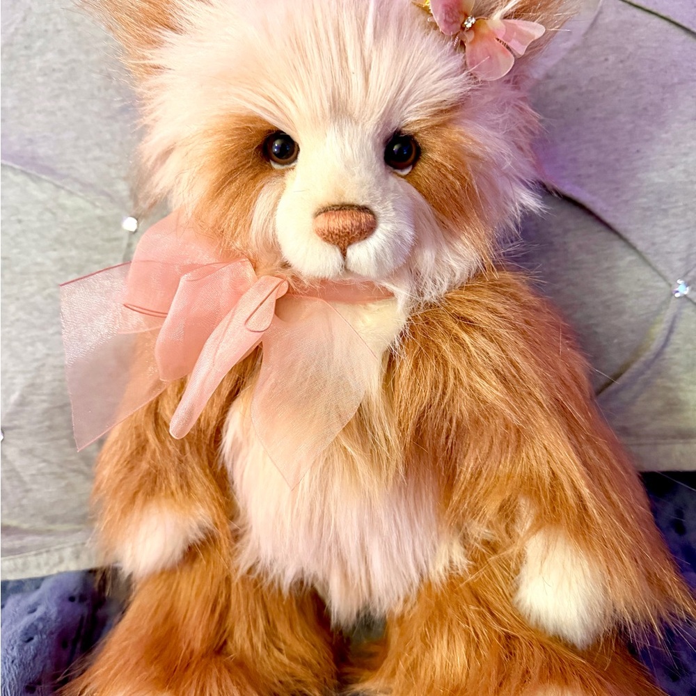 Charlie Bear Sophia with a beautiful added delicate butterfly bow . BNWT